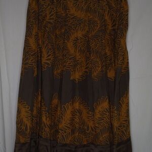 J. Jill Brown and Gold Leaf Print Skirt